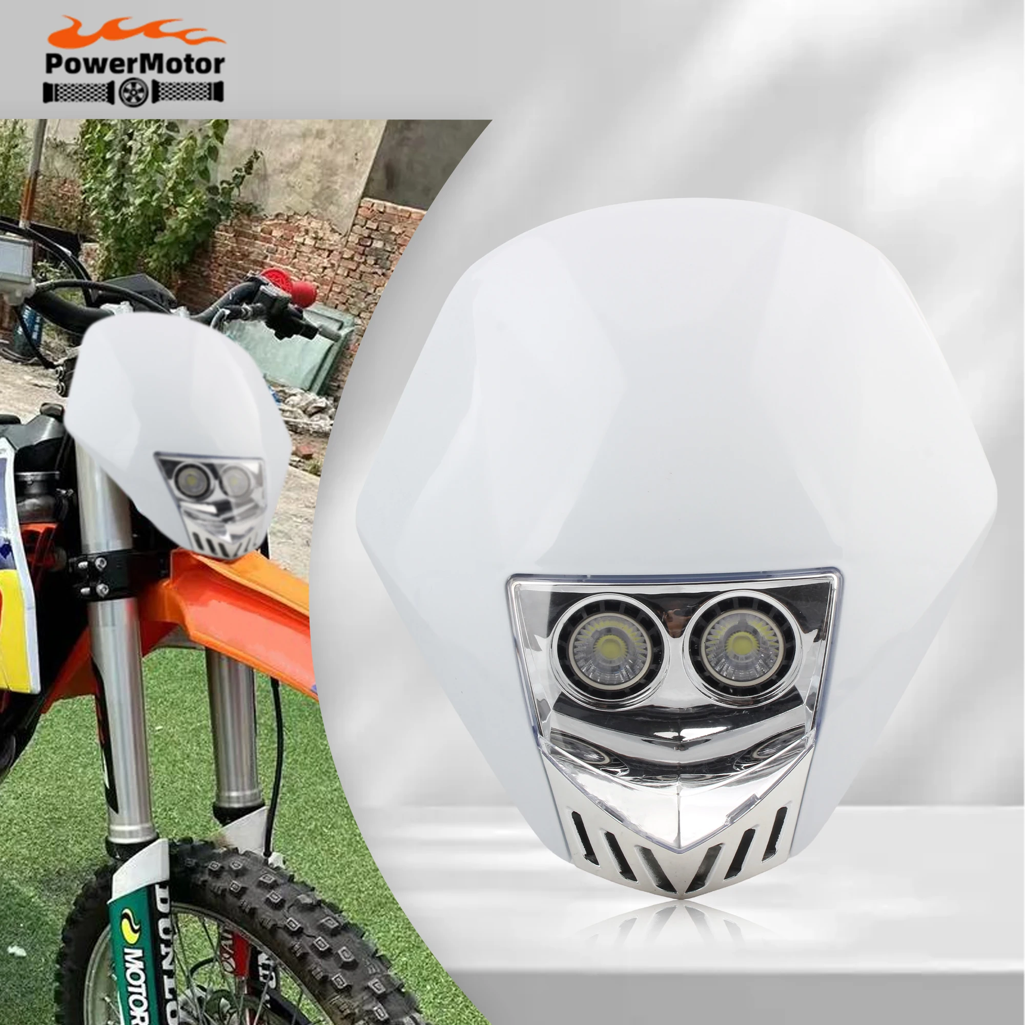 

Enduro Motocross Headlight Plate Motorcycle For KTM CRF XR WRF DirtBike LED Headlamp Fairing New Ghost Face Headlight Modified