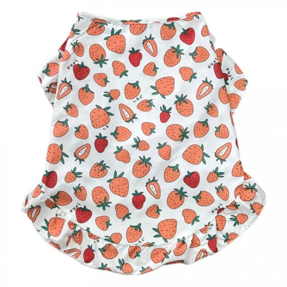 

Strawberry Print Dog Cute Vest Top Breathable Sweet Dog Costumes Big Size Thin Shirts Dog Sun Protection Clothing Summer