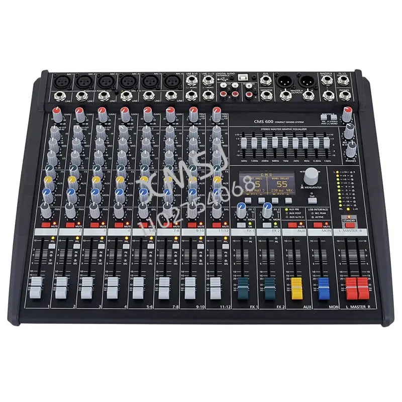 New  CMS 600-3 6 Channel Audio Mixer CMS600-3 Professional Mixing Console Amplifier CMS600 48V Phantom