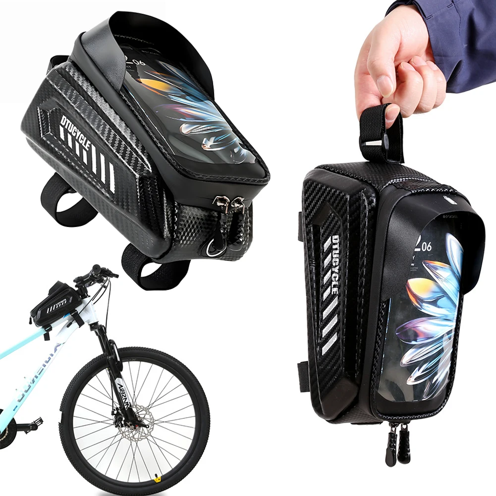

1.5L Bicycle Top Tube Bag 7.4 Inch Touchscreen Bike Frame Front Tube Bag Waterproof Bike Phone Mount Pouch Bike Accessories