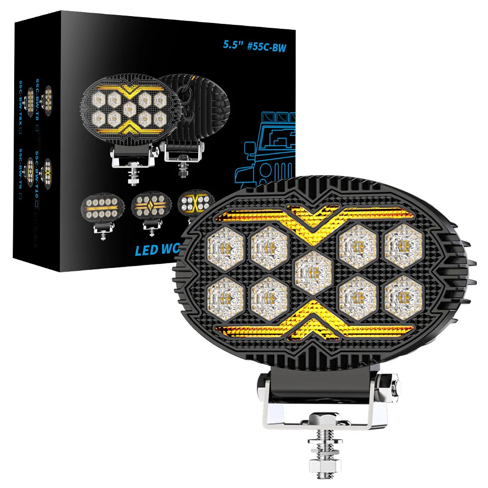 ZK35 Автомобильный светодиодный рабочий фонарь Овальный 9-свет Внедорожник Дальний фонарь Модифицированные фары Вспомогательные инженерные фонари