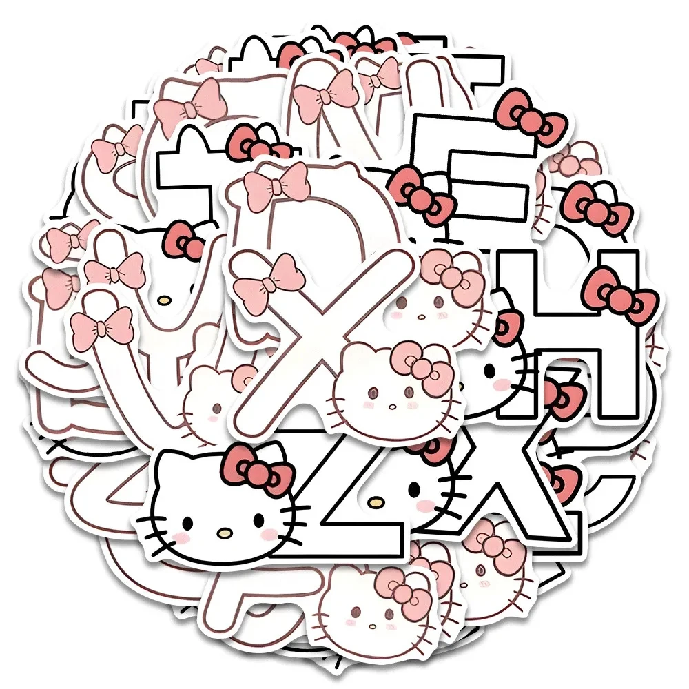 

10/30/50pcs Cute Sanrio Hello Kitty Letter Alphabet Stickers Kawaii Girls Kids Cartoon Decals Toy Decorative Phone Diary Laptop