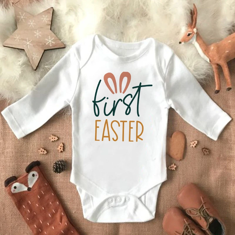 My 1st Easter Newborn Baby Spring Summer Rompers Infant Body Long Sleeve Rabbit Jumpsuit Easter Outfits Toddler Boy Girl Clothes