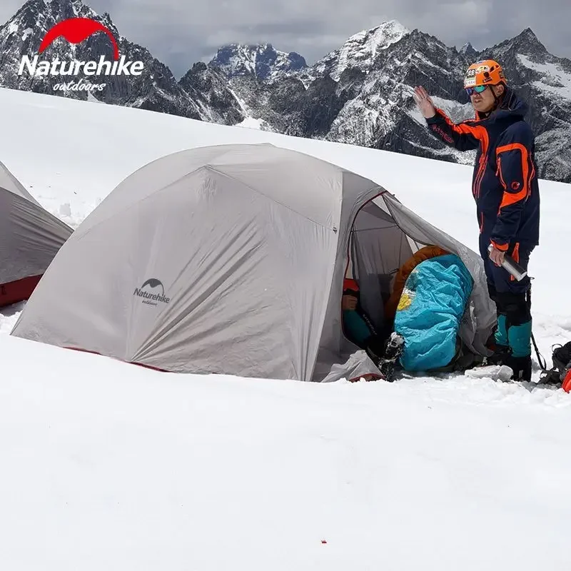 Naturehike tenda da esterno 3 persone 210T/ 20D tessuto in Silicone tenda da campeggio a doppio strato tenda familiare ultraleggera palo in alluminio