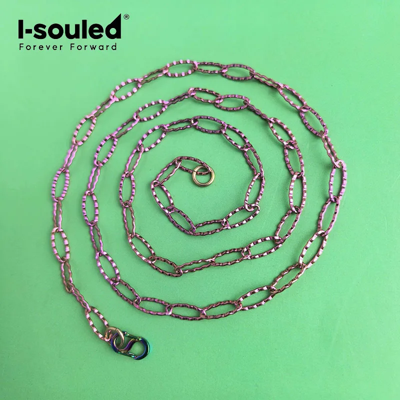 4.8mm TA1 pure titanium embossed flat O-chain anodized pink women's style simple and fashionable