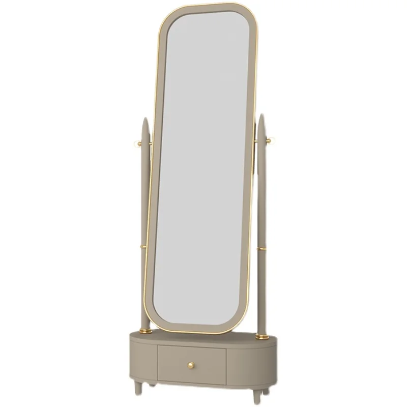 

Light luxury solid wood full-length mirror bedroom full-body vertical floor mirror household retro fitting mirror