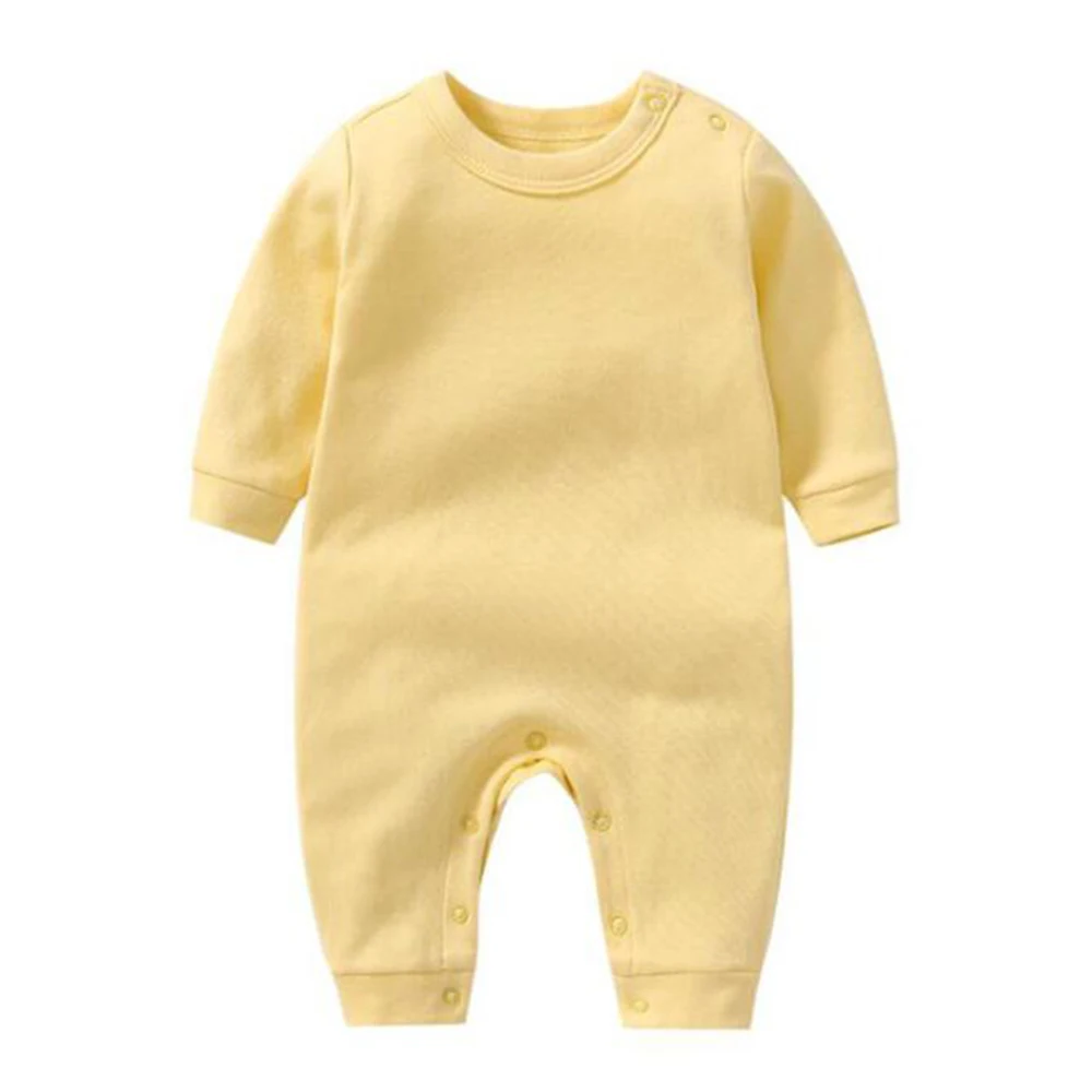 رومبير للأطفال الأولاد بأكمام طويلة من القطن للربيع والخريف بلون واحد ملابس لحديثي الولادة بدلة قفز للفتيات الرضع وصل حديثًا 2026