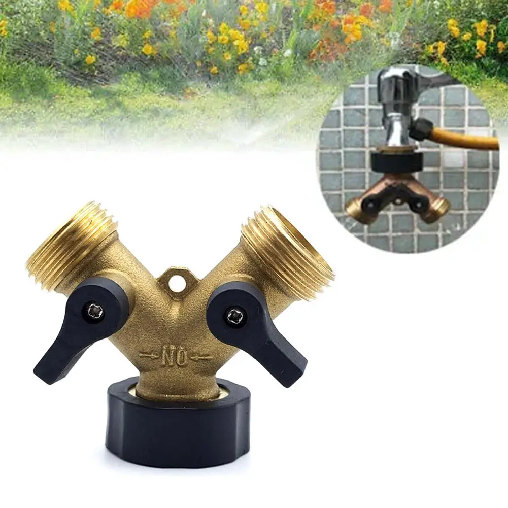 Hose Splitter Brass 2 Way Garden Hose Connector 3/4 Thread Y Shape Hose Spigot Adapter Water Hose Pipe Splitter For F B0j5