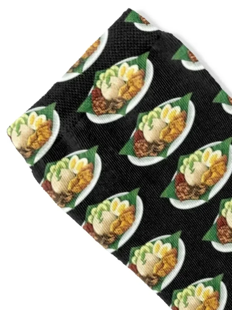 Rice and Fried Chicken Served On A Banana Leaf - Nasi Lemak Socks cartoon Men's Run Socks For Women Men's