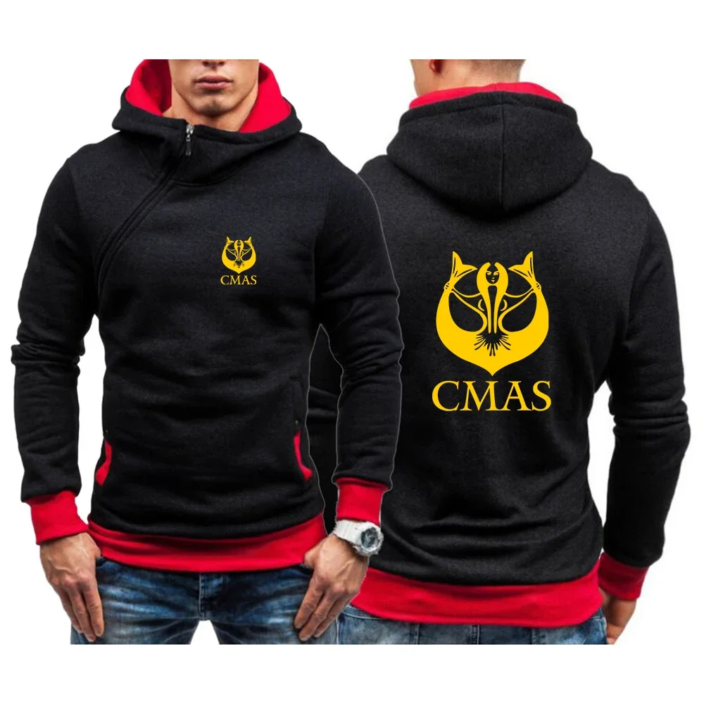 

Scuba Diving CMAS 2024 Brand Men Hoodies Sweatshirt New Slim Pullover Hoody Sweatshirt for Diagonal Zipper Hood Sweatshirt