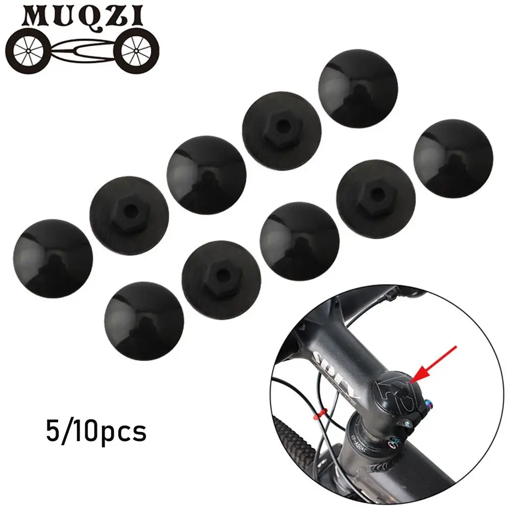 5/10pcs Bicycle Headset Cap Waterproof Dustproof M6 Screw MTB Bike Stem Top Cover Bike Headsets Carbon Top Caps With Bolts Parts