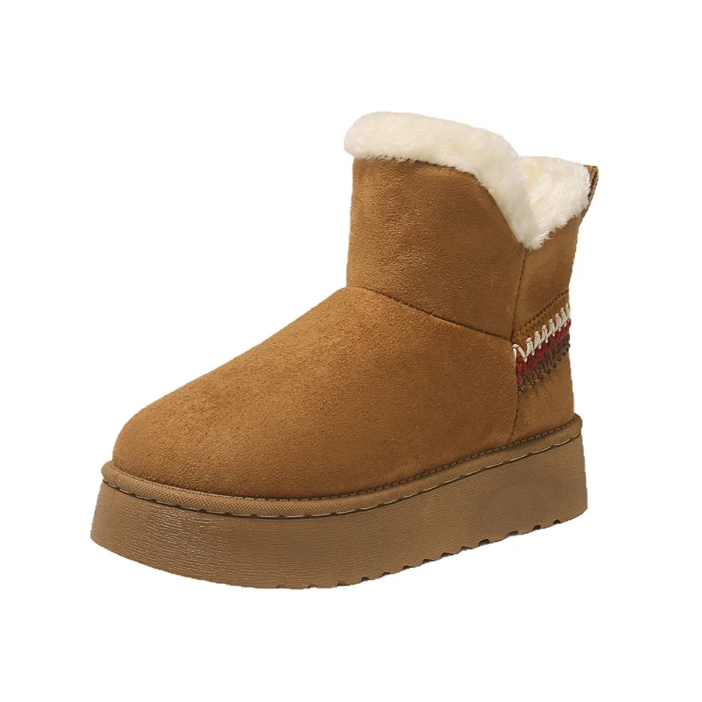 New Winter Women's Suede Snow Boots with Thick Soles Anti Slip and Warm Cotton Shoes Ethnic Style Short Tube Women's Boots view 2