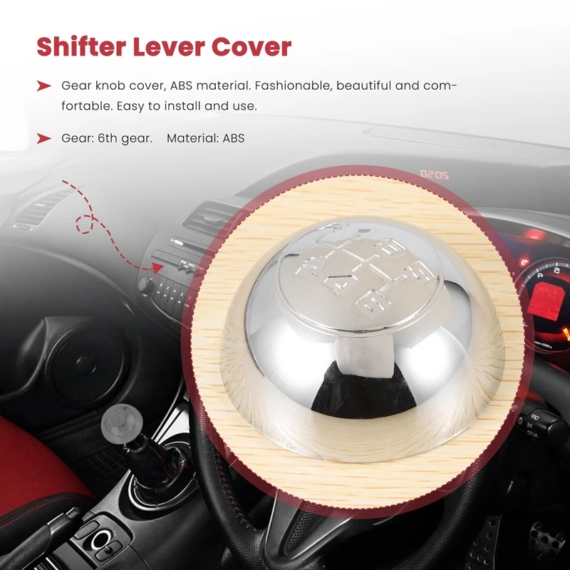 6 Speed Chrome Gear Shift Knob Cap Cover Shifter Lever Handball Case Cover For Alfa Romeo Giulietta 2010-On 55346345