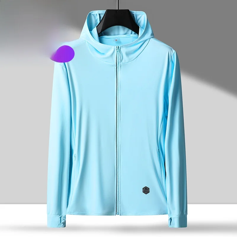 

Мужская летняя тонкая дышащая куртка из ледяного шелка для активного отдыха, с защитой от солнца и УФ-излучения, легкая, из полиэстера