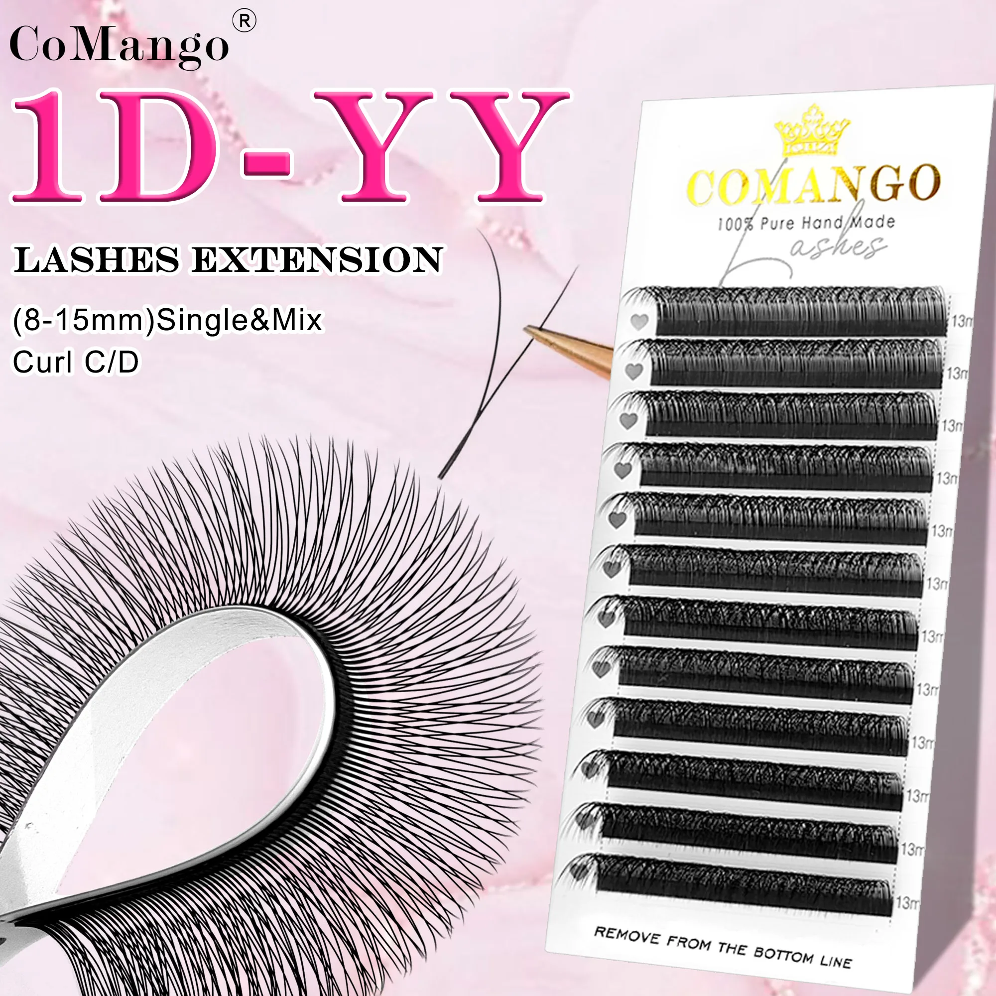 CoMango 3D W-Shaped Eyelashes Extensions C/D Curl High Quality Idividual Lash pestañas Makeup Volume Fans Hybrid Cat  Eye Lashes