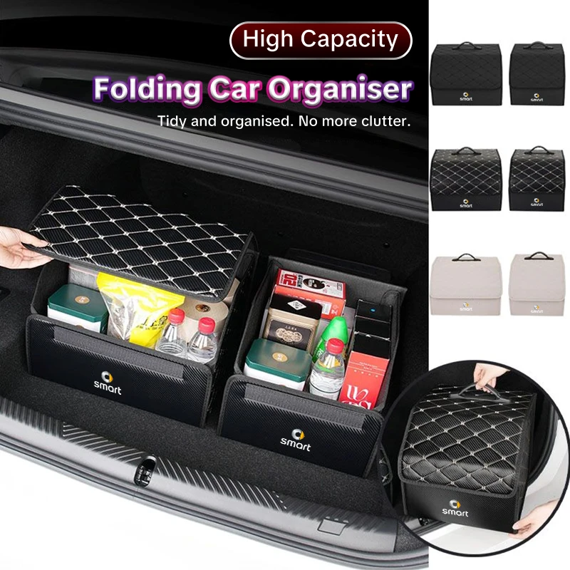 Caja organizadora de gran capacidad para maletero de coche, bolsa de almacenamiento portátil para Smart Fortwo 451 450 453 Forfour EQ Cabrio Crossblade ROADSTER C