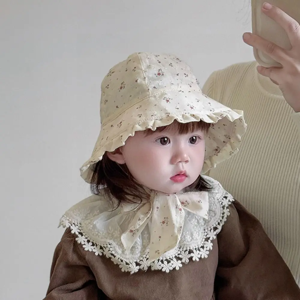 

Sunshade Hat Korean Style Baby Hat Breathable Comfortable Baby Bucket Hat Small Floral Pattern Soft Children Fisherman Hat Daily
