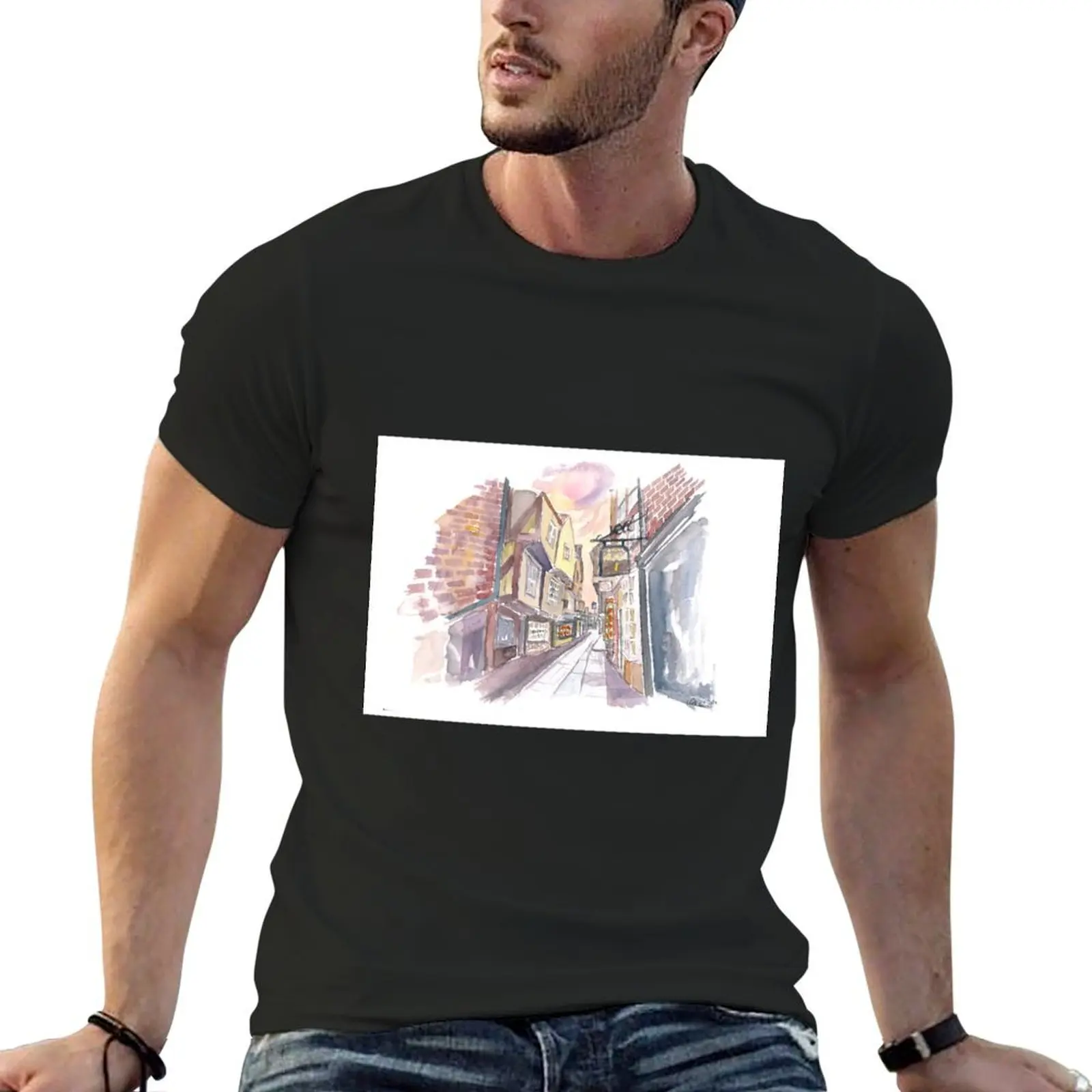 York Yorkshire England The Shambles Street Scene T-Shirt animal prinfor boys heavyweights black t-shirts for men