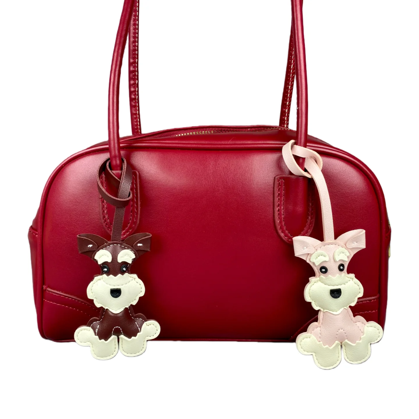 Schnauzer-Taschenanhänger aus PU-Leder für Hunde, 6 Farben erhältlich, niedlicher Haustier-förmiger Welpen-Schlüsselanhänger und Taschenzubehör – Detail 3