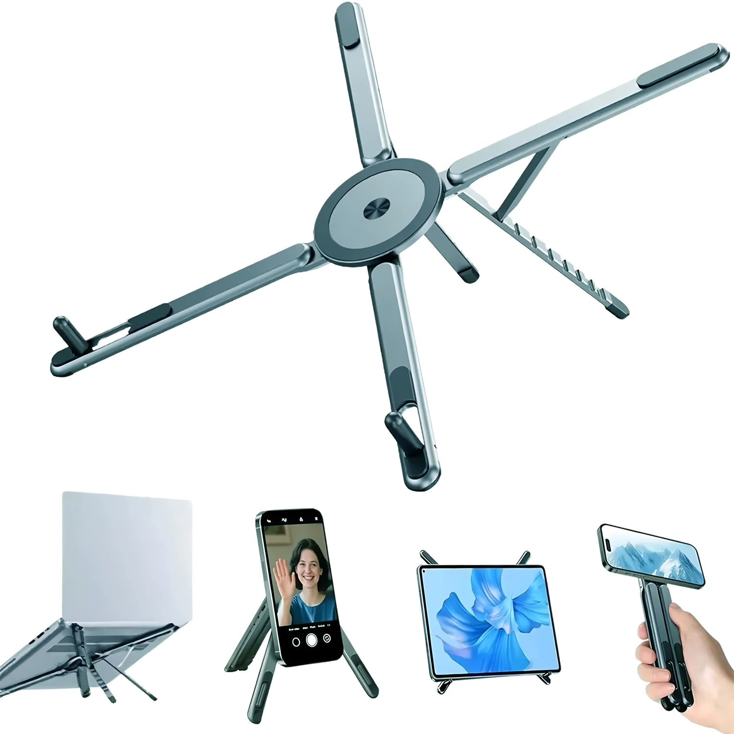 Magnetic Foldable Selfie Stick Multifunctional Phone Holder Portable Desktop Handheld Stand for Smartphone iPad Tablet Laptop