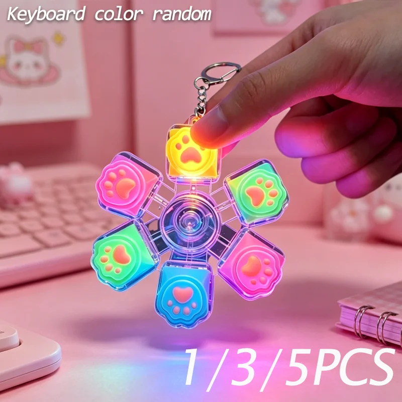 Cat Paw Keycap Keychain Fidget Spinner Mechanical Keyboard Style Stress Relief Toy Portable Keyring for Office Desk Anxiety Gift