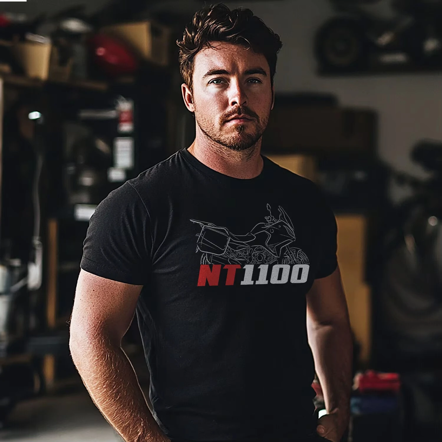 

Summer New Cotton Men's Motorcycle Riding Printed NT 1100 Printed T-shirt Fashionable Casual Round Neck T-shirt Men's Clothing
