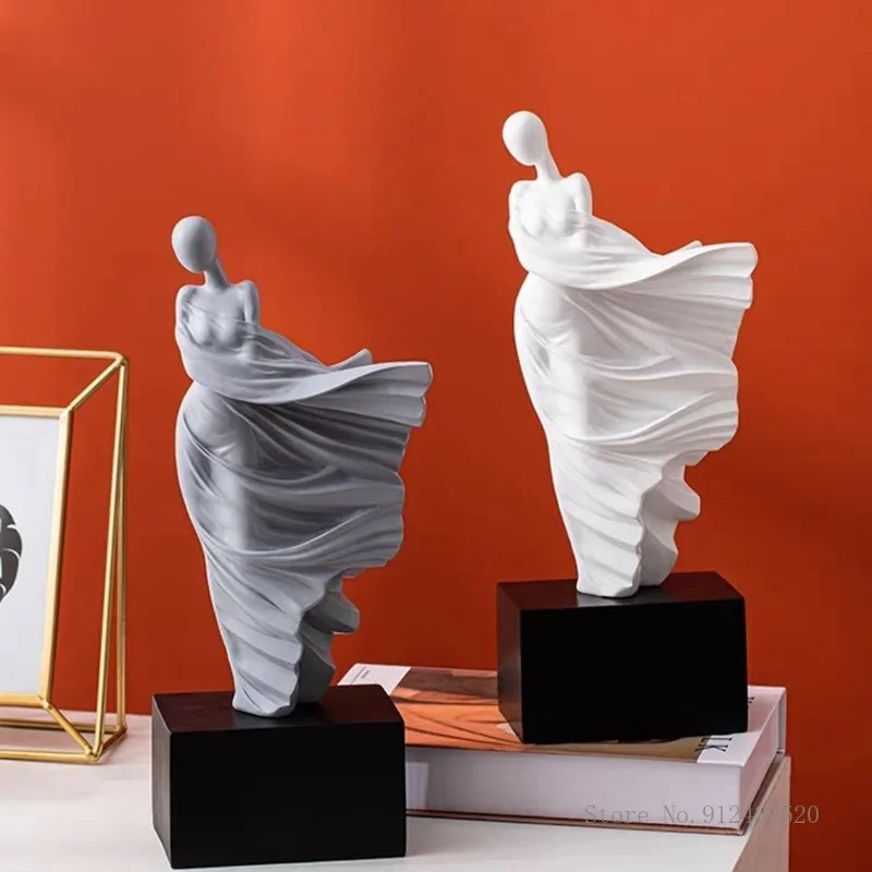 Northern Europe White/Grey Abstract Character Sculpture Decoration Home Bedroom Living Room TV Cabinet Decor Art Craft Gift, 1Pc