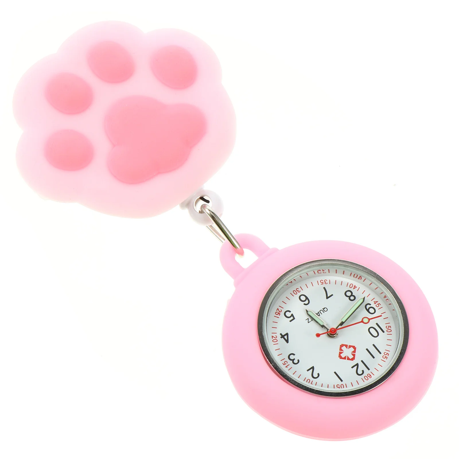 

Cat Paw Shape Nurse Pocket Watch Portable Clip-on Design with Luminous Dial for Medical Staff Professional Quartz Timepiece