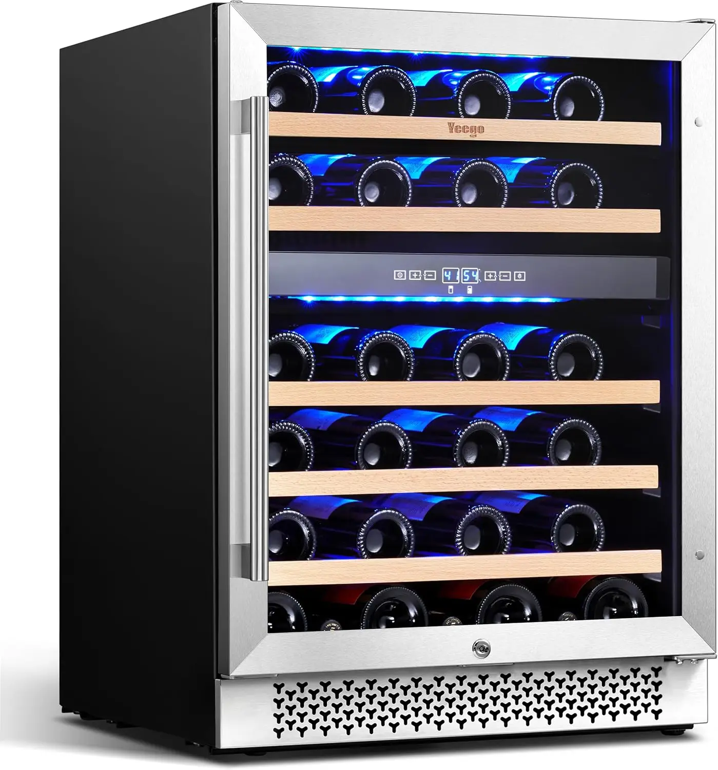 24 Inch Wine Fridge Dual Zone, 47 Bottles Wine Cool Refrigerator with Glass Door & Safety Lock, Built-in/Freestanding/Under Coun