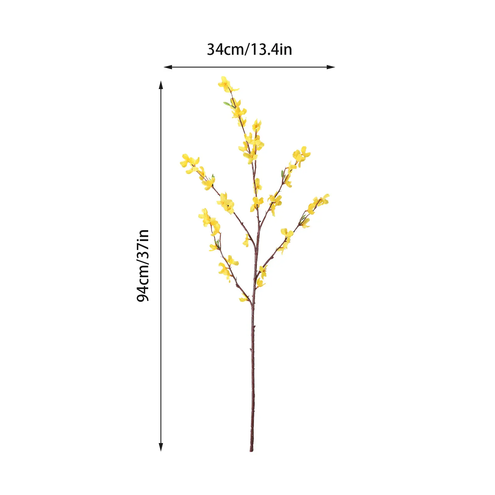 Artificial Orchids Flowers Winter Jasmine Ornament Plastic Branch Simulation Single 5-prong Yellow 94cm Home Decoration