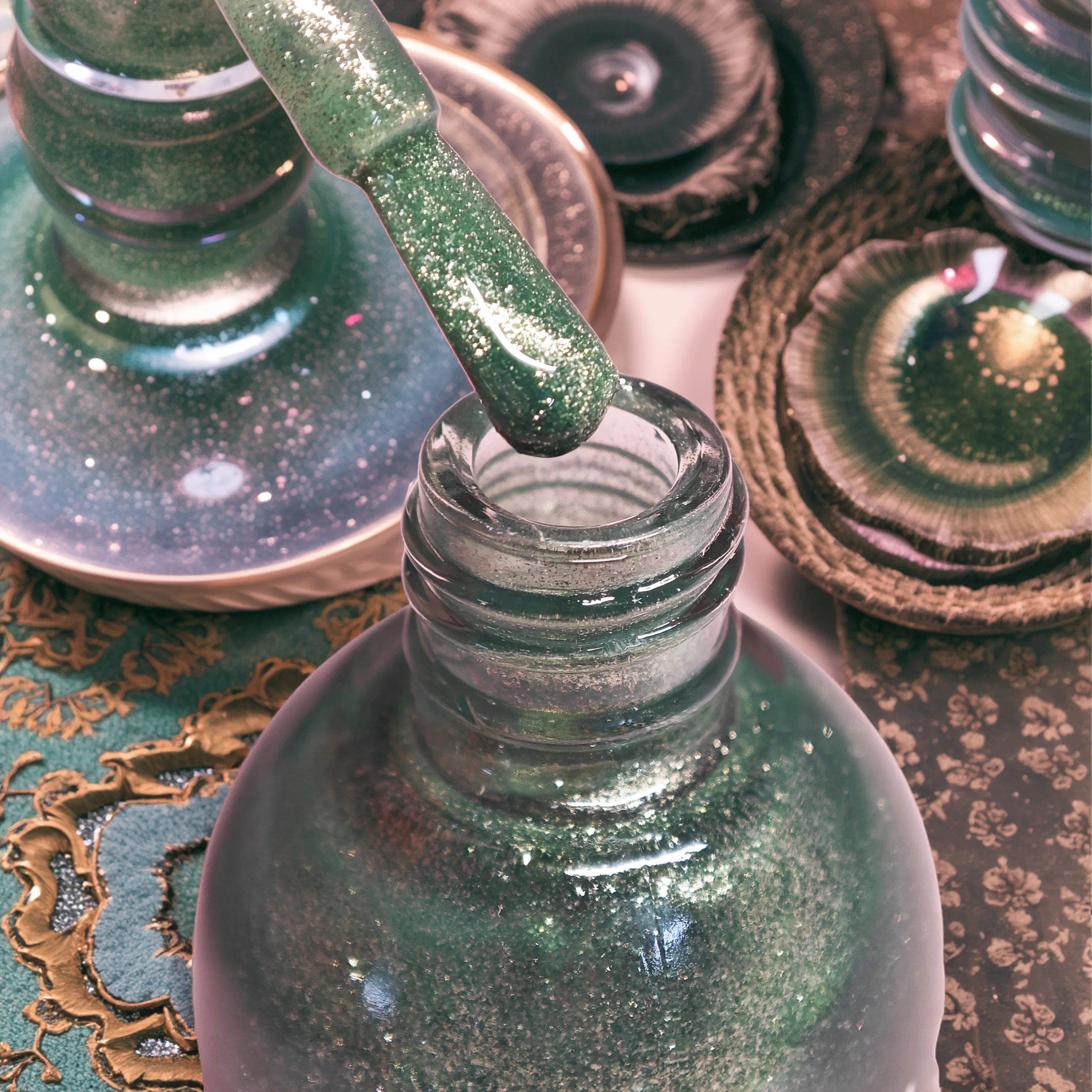 S145 ยาทาเล็บสีเขียวแจสเปอร์ ไพรเมอร์สีเงิน ไบร์ท เบคกิ้ง ฟรี แคทอาย ออยลี่ แห้งเร็ว ไม่ต้องอบ ไม่ต้องใช้แสงยูวี