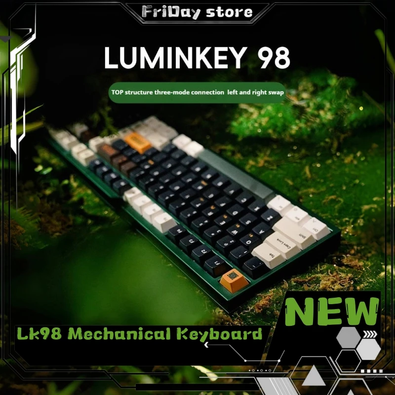 Lk98 Mechanical Keyboard Aluminum Tuotuo Customized Office Keyboard Thethree Connection Methad Hot Plug Video Games Black Wukong