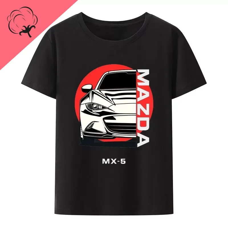 Initial D JDM MIATA MX5 Theme 100%Cotton Men Clothing Shirts Summer Streetwear O-neck Print Short-sleev Tops Funny Graphic Tees