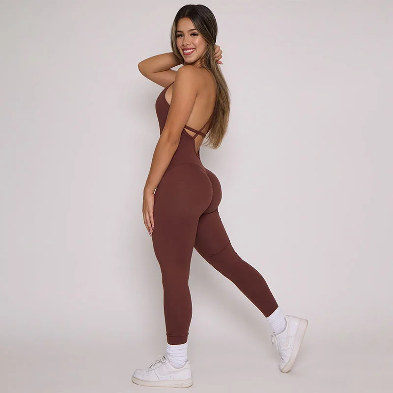 Pchee Bum Fitness Sports Jumpsuit Women Bodysuit Scrunch Butt Romper Workout Pants Yoga Leggings Push Up Activewear Gym Clothing