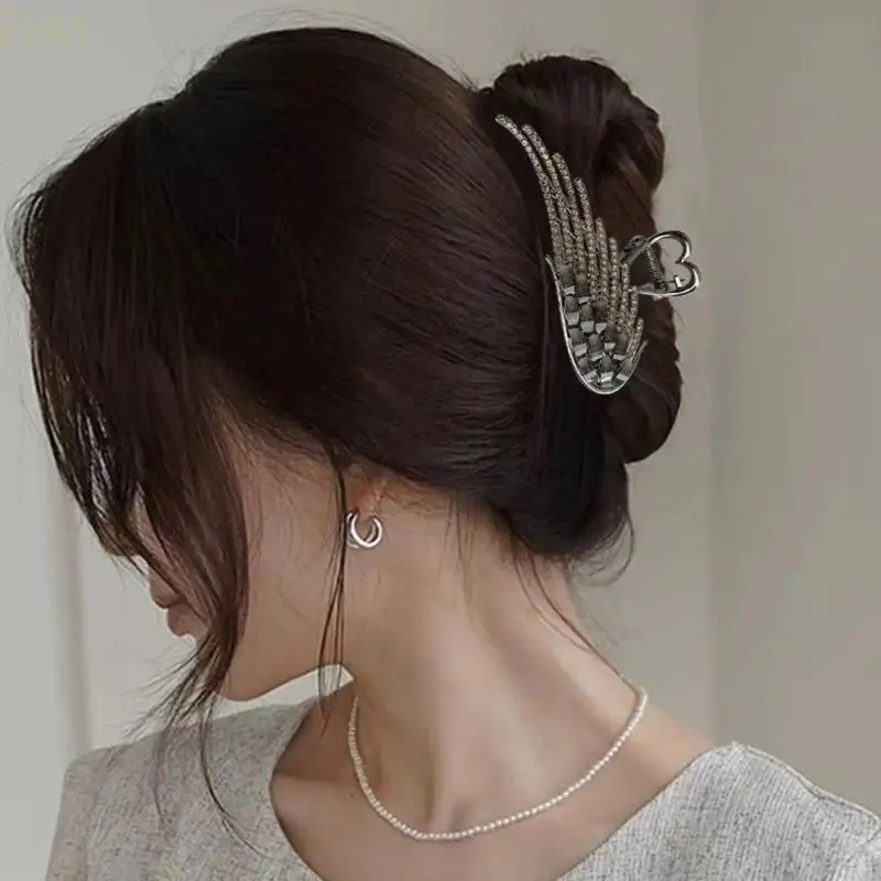 

E56A Vintage Crystal Studded Hair Claw Hair Grip With Wing For Women Daily Wear