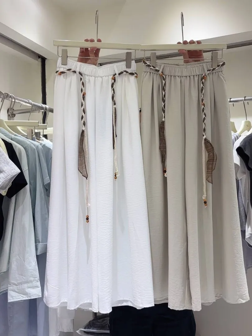 Calças Casuais Estilo Coreano Plus Size 300 Libras, Jeans Unissex de Perna Larga Solta, Cintura Alta Elástica com Cinto e Cai...