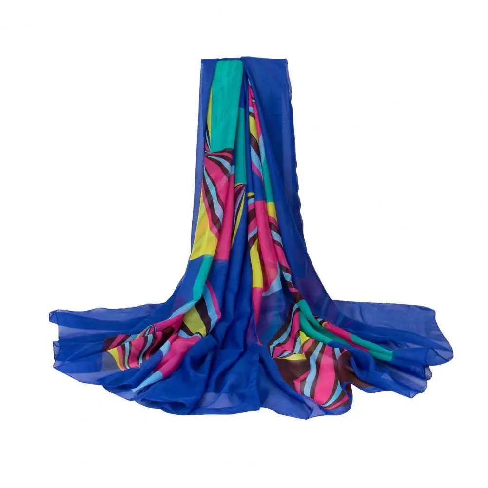 

Lightweight Chiffon Wrap Vibrant Color Printing Chiffon Gauze Scarf Oversized Sun Shawl Extra Beach for Swimwear