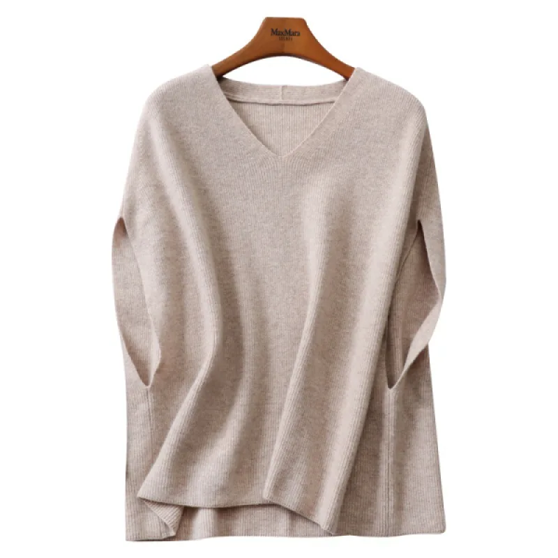 Autunno inverno nuovo maglione di cachemire imitazione gilet femminile con scollo a v manica a pipistrello tinta unita Versatile senza maniche vita