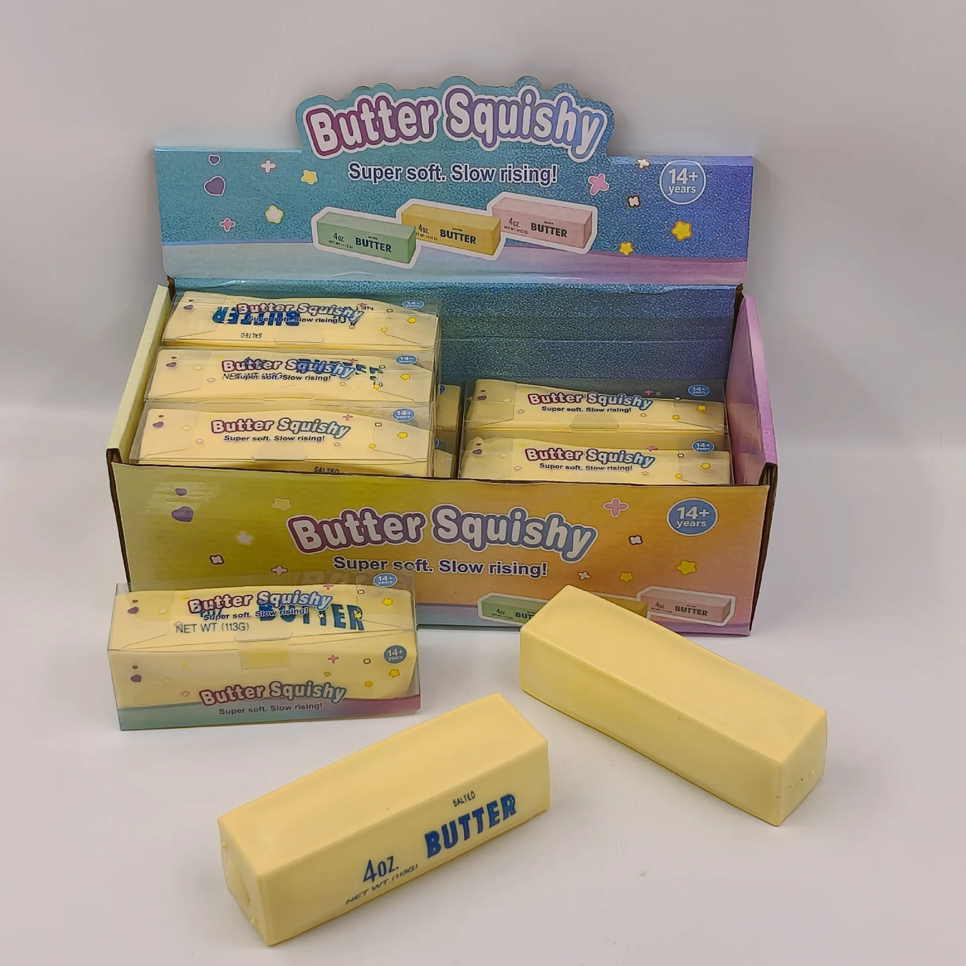 Squishy New Building Block Style Cheese Stick Butter Stick Non-Rising Squeaky Super Soft Stress Relief Squeeze Fidget Toy