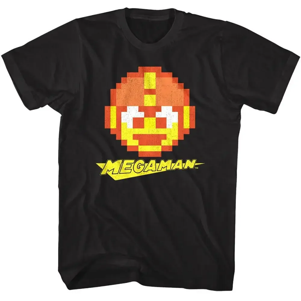 MegaMan T Shirt Halloween 8Bit Pixel Face Men's