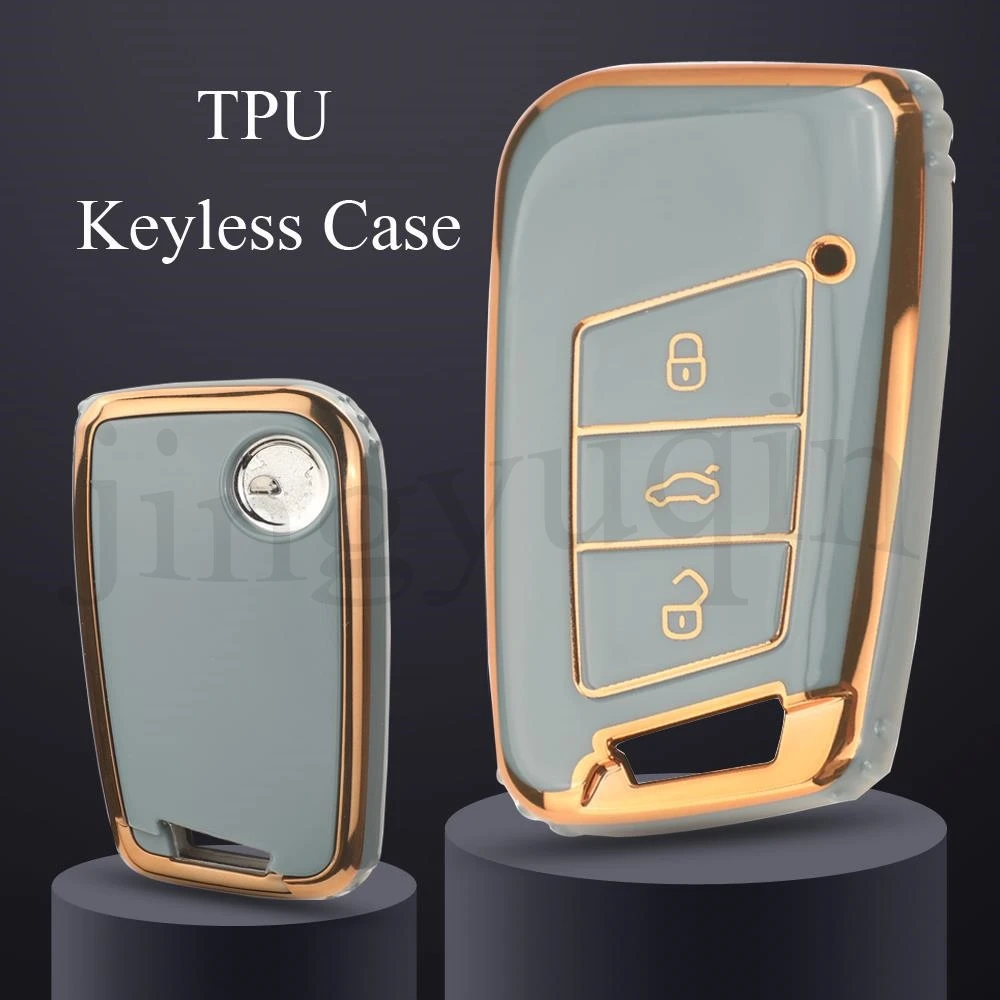 

Чехол для автомобильного ключа Jingyuqin из мягкого ТПУ для VW Volkswagen Passat B8 Magotan, Skoda Superb A7 Kodiaq, Seat (защитный корпус)