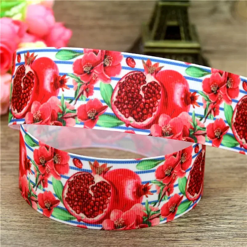 38mm 5yards Fruit Watermelon Cherry Lemon Printed Grosgrain Ribbon Accessories Headwear Decoration Collar DIY Sewing Craft E2225