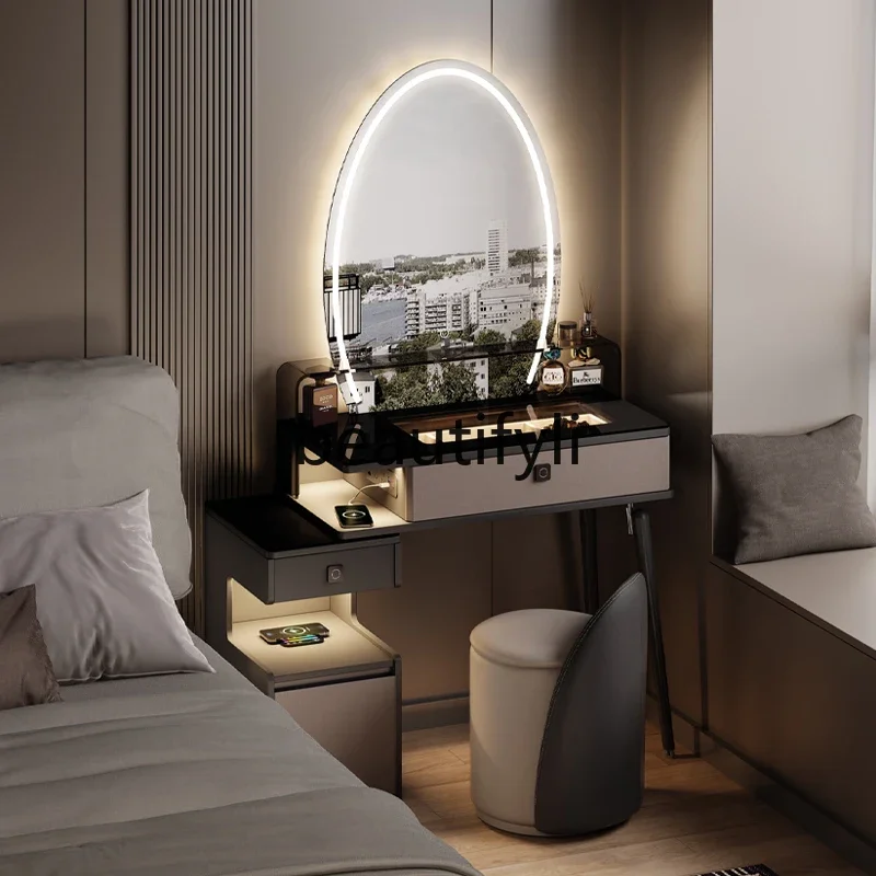 

Italian small apartment dresser bedside table integrated bedroom, makeup table designer with lock2936