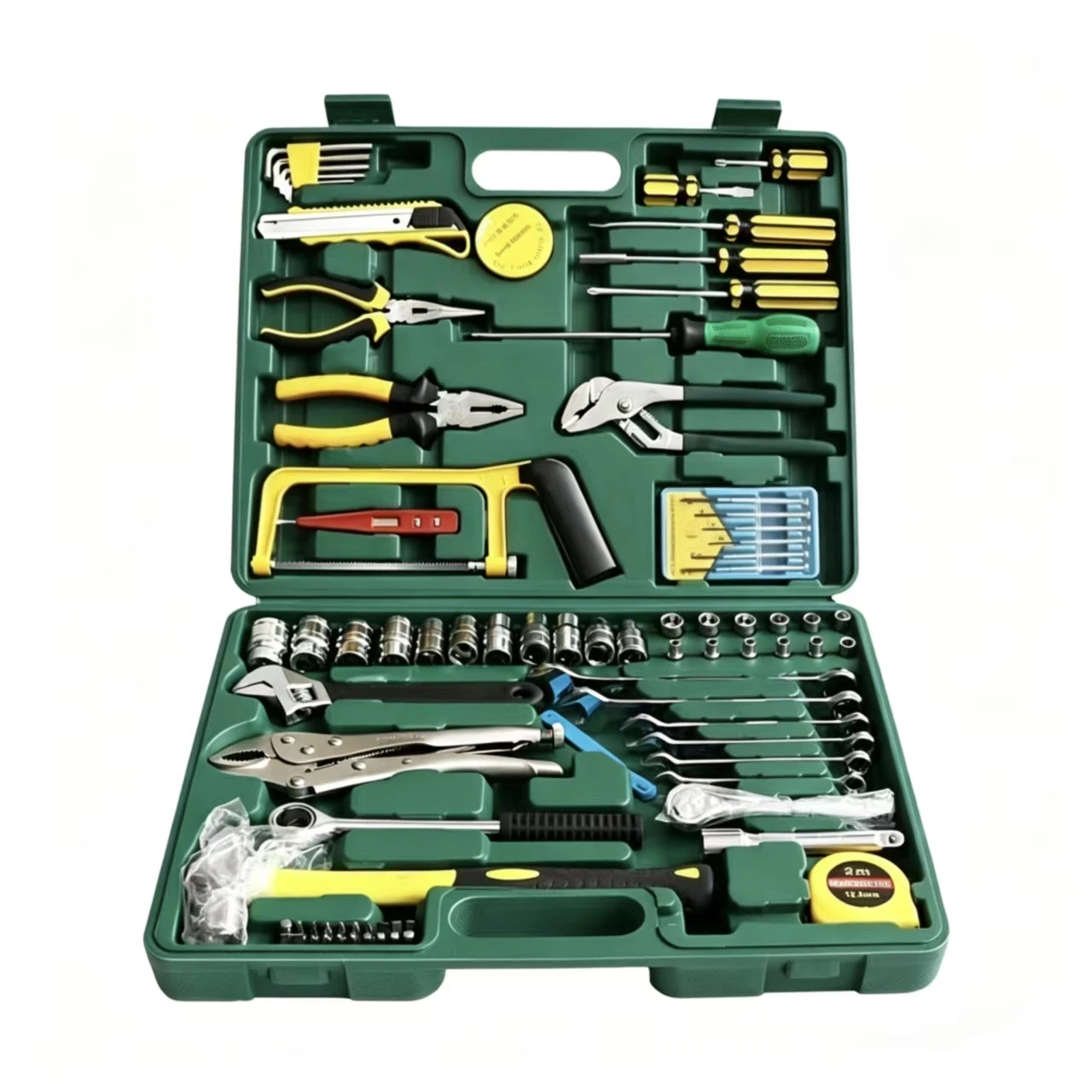 81Pcs Home Car Repair Hand Tool Kit, Socket Wrench Set, Pliers Hammer Screwdriver Tape Measure, Multi-Functional Household Auto