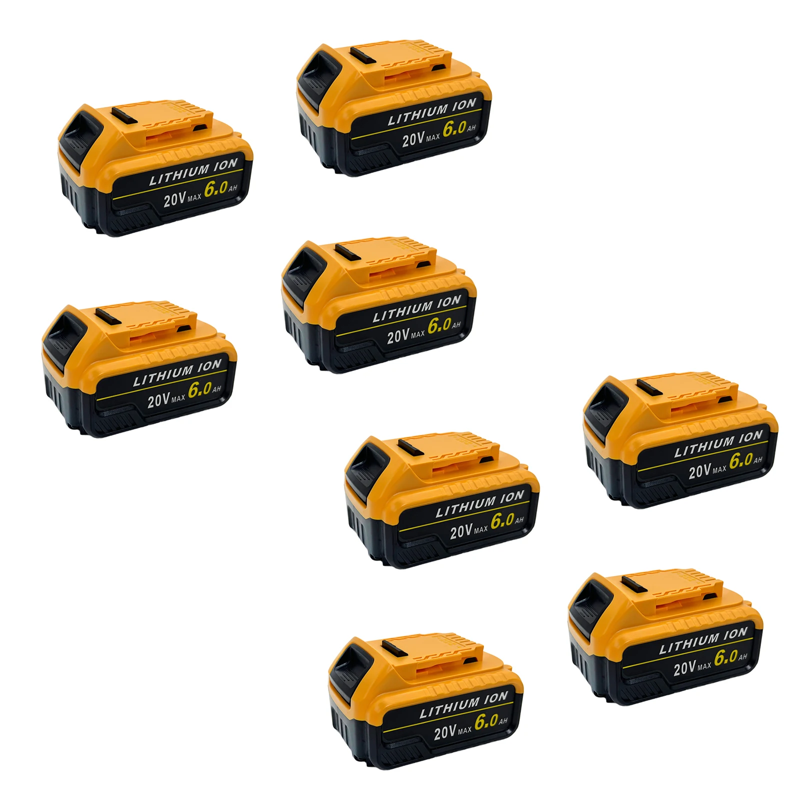 8 Pak pengganti baterai Li-Ion 6000 mAh DCB205 ditingkatkan untuk baterai MAX 20V DeWALT, untuk alat listrik tanpa kabel seri DeWALT