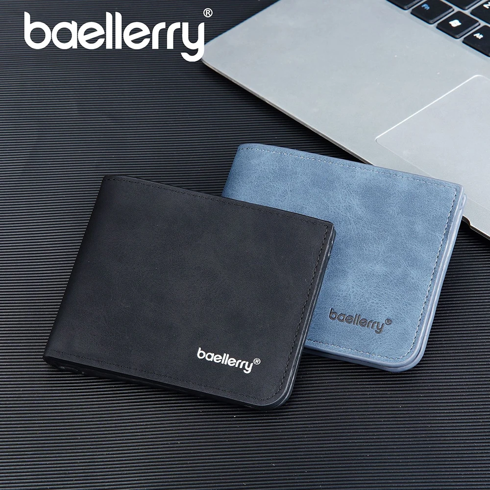 Baellerry Old School Men's Wallet Short Distressed Leather Look 6+ Card Slots Zipper Gift-image