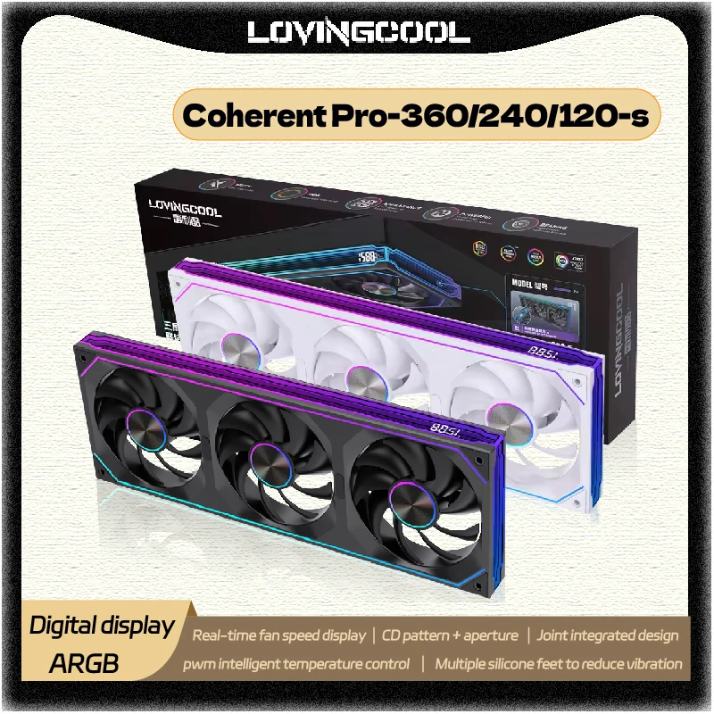 

LOVINGCOOL Coherent Pro-360/240/120 ARGB digital display PC fan computer case Siamese Building block fan Integration