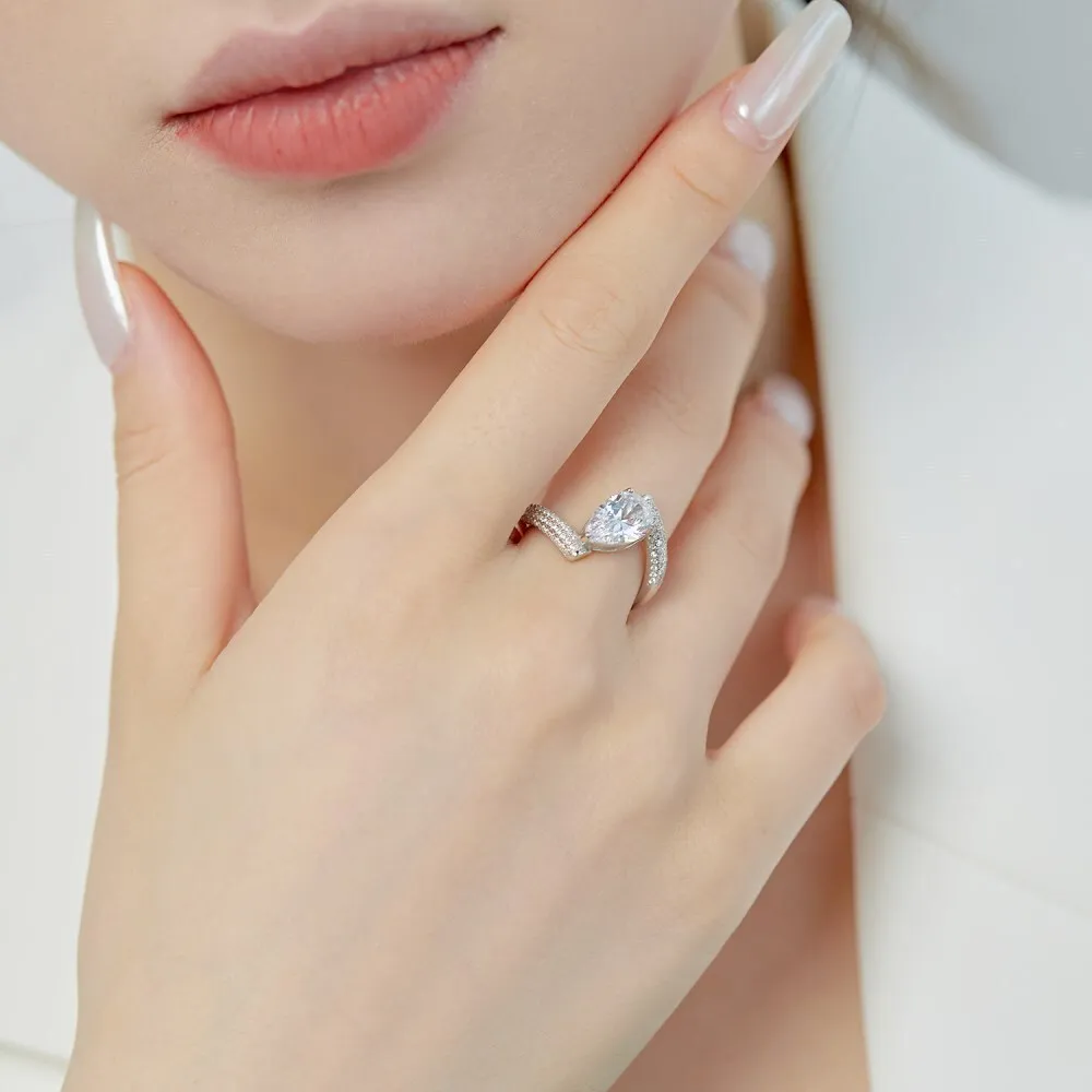 JH 3 قيراط مويسانيتي خاتم الزواج للنساء الرجال 925 فضة قطرة حلقة مختبر الأحجار الكريمة غرامة مجوهرات هدية D VVS1 #2