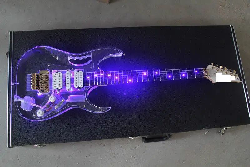 

LED Light Electric Guitar Maple Acrylic Body Crystal Guitar Blue Sweet Sound