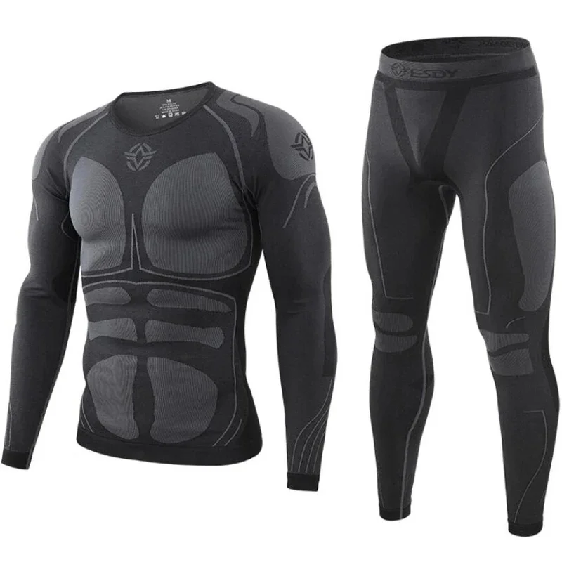 Men's Tactical Tight Fitting Seamless Thermal Underwear Outdoor Sports Function Breathable Training Design Cycling Thermal Suit